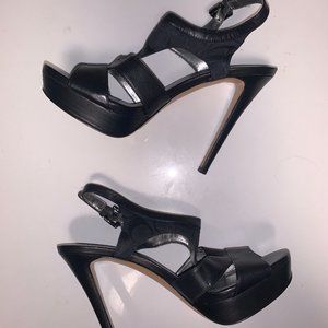 Coach black strappy heel